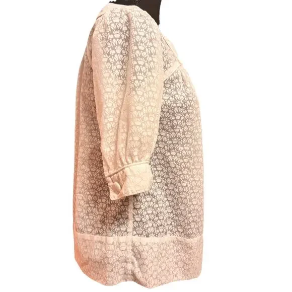 French Connection Blouse 4 Womens Semi Sheer Burnout Cottagecore Top Twee - Picture 5 of 9